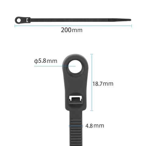 Tough As Nails Heavy Duty Zip Ties With Mounting Head And Screw Hole, 7.5 Inch, 75 Lbs Load, 110 Pack Nylon Cable Ties