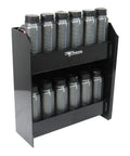 Black Junior Oil Cabinet Organizer for Garage and Trailer, Enclosed Aluminum Cabinet That Holds 12 Quarts with oil bottles