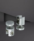 Glass Clamp Holder Bracket For 10-12mm Thick Glass, Rustproof Metal Corner Shelf Support, showing silver finish and screws