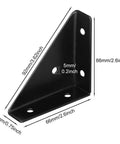 Set Of Four Heavy Duty Corner Brace Brackets With Screws For Reinforcing Furniture Cabinets Bookshelves And Tables Right Angle Shelf Supports, 2.6 inch, black steel bracket.
