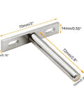Heavy Duty 3 Inch Floating Shelf Brackets Set Of 4 Supports 110 Lbs Each Nickel Plated Steel Hidden Wall Mount Hardware close-up view.