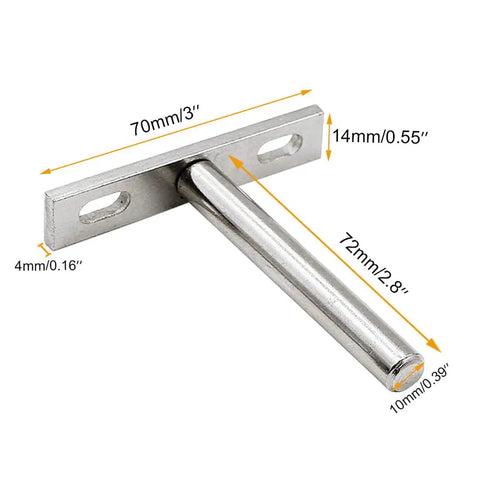 Heavy Duty 3 Inch Floating Shelf Brackets Set Of 4 Supports 110 Lbs Each Nickel Plated Steel Hidden Wall Mount Hardware close-up view.