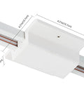 Close-up of connector on Six Point Six Foot White H Track Lighting Kit with Floating Canopy Connector End Caps Live End Feeds