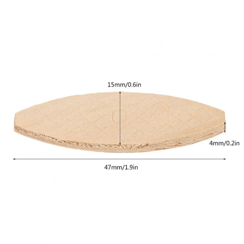 Beech wood biscuit joint with measurements, part of Pro Grade Solid Wood Jointer for Professional Woodworking and DIY Projects.