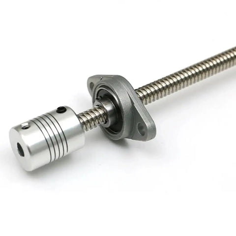 Upgrade Your 3D Printer Setup With This Awesome T8 Lead Screw Horizontal Kit Featuring A Smooth Stainless Steel Threaded Rod And Durable All Copper Nut For Precision Moving Parts In Industrial Automation Machines Or DIY Engraving Projects Right Now. T8 lead screw horizontal kit with stainless steel rod, copper nut, and coupler for 3D printer automation
