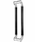 Hotel Hall Glass Door Handle Set With Modern Round Push Pull Design And Easy Install Fittings For Wood Or Glass Doors Black Finish 120Cm Durable 304 Stainless Steel Construction