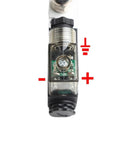 Close-up of Go-To Pro Grade 1/4 Inch Pneumatic Solenoid Valve With Normally Open Or Closed Options, port view with voltage markings