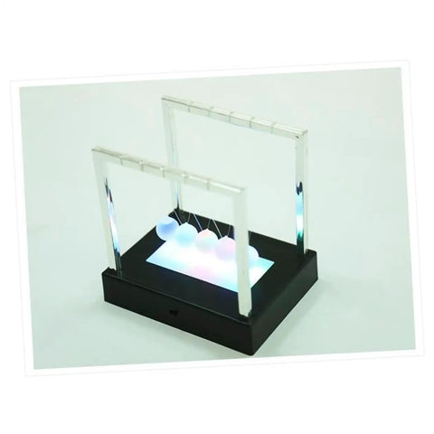 Dynamic Led Balls Desk Toy Newton Cradle Pendulum Set No Battery Required Black ABS Plastic Physics Inspired Home Office Decor Mesmerizing Ball Motion For Focus And Relaxation