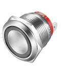Rugged 19mm Stainless Steel Momentary Push Button Switch With Blue LED Waterproof 4 Pin SPST Built To Last 20A 12 To 24V