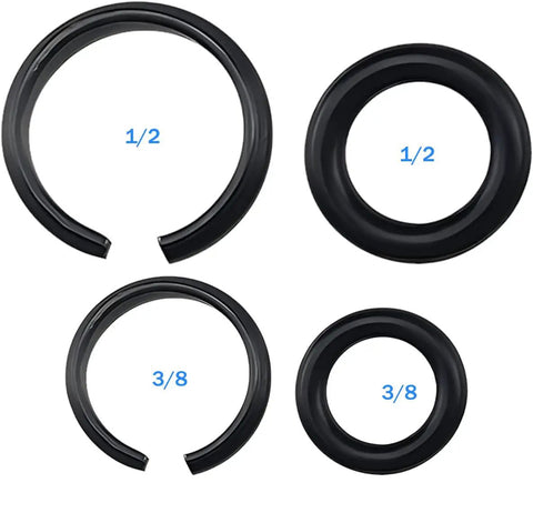 Heavy Duty 1/2 And 3/8 In Impact Wrench Retainer Rings With O Rings, four black retaining rings for tool installation.
