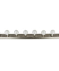 Front view of 6-Lamp Wall Mounted Vanity Light Fixture In Brushed Nickel Finish, 36 Inch Wide, E26 Medium Base Sockets.