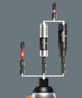 Diagram showing Impaktor Bit Holder With Retaining Ring And Magnetic Grip For Quarter Inch Hex Drive 75 mm Length Stainless Steel