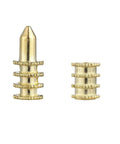 Built Damn Solid Brass Table Leaf Dowel Pins and Bolt Sleeve Connectors Set for Extension Dining Table in gold finish.