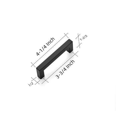 60 Pack 3-3/4 Inch Square Cabinet Handles Matte Black Cabinet Pulls For Kitchen Cabinets And Drawers With 96mm Center To Center Spacing, size dimensions