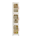 Space Saving Narrow Storage Cabinet With Doors And Adjustable Shelves, Tall Skinny Kitchen And Bath Organizer, 3 Adjustable Shelves, White