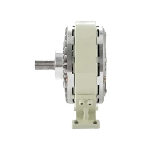 Side view of Single Shaft Magnetic Powder Brake Tension Controller With Base DC24V For 0.6 To 10 Kg Load, showcasing shaft and mounting base.