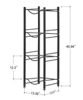 Heavy Duty 4 Tier Water Jug Rack for 5 Gallon Jugs Detachable Black Metal Bottle Holder showing dimensions