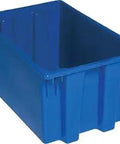 Stack And Nest Tote Set Blue 23.5 X 15.5 X 12 Inch Heavy Duty Storage Totes 3 Pack Waterproof Chemical Resistant Made In USA HDPE Bins