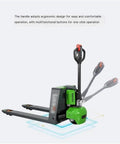Heavy Duty 3300 Lb Electric Pallet Jack With Lithium Power Battery And Multi-Function Handle for easy warehouse lifting and ergonomic use.