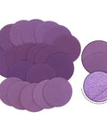 Check Out These Badass 3 Inch Sanding Discs With 320 Grit Aluminum Oxide Abrasive For Wet Dry Sanding And Waterproof Latex Backing Plus Hook System For Long Life On All Your Projects, showing purple sanding discs.