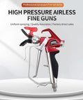 Heavy Duty Airless Paint Spray Gun With Reversible 517 Tip And Universal Swivel Joint For Big Time Finishes Zero Sweat Setup And Pro Workhorse 4000 Psi Performance, red and silver design, showing nozzle and grip.