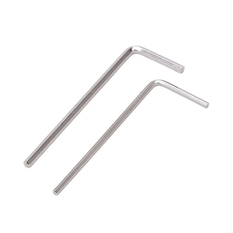 Two silver L-shaped hex keys, unrelated to the Optical Fiber Cleaver With 16 Cutting End Faces In Plastic Housing, Pro Grade Fiber Cutter Tool With Auto Return.