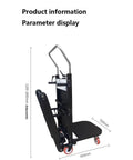 Heavy Duty Electric Stair Climber Hand Truck With Brushless Motor And Crawler Wheels For Moving Furniture Safely Up Or Down Steps No Assembly Needed At All side view with adjustable height and dimensions displayed