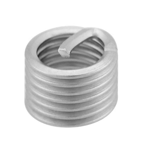 Close-up of a single 304 stainless steel M6x1.0x1.5D wire thread insert from the 100 Pcs Wire Thread Inserts Kit 304 Stainless Steel M6x1.0x1.5D Thread Repair Inserts For Aircraft And Automotive Repairs Assortment Set For Heavy Duty Fastener Fixes.