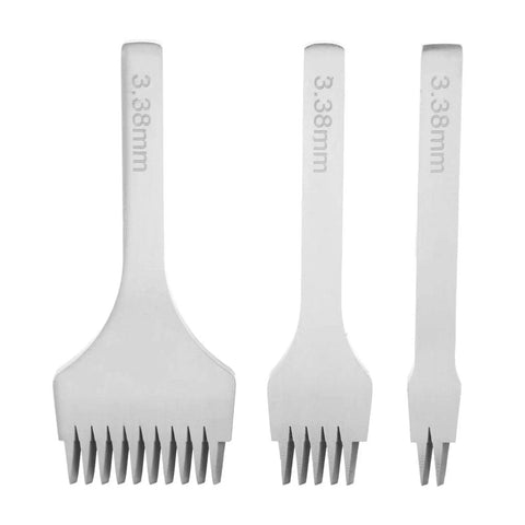Leather Stitching Chisel And Punch Set With 2 Prongs 5 Prongs And 10 Prongs White Steel For Leather Craft Tool Kit 3.38mm
