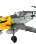 1:48 Scale WWII Messerschmitt Bf 109E-4/7 Trop Model Kit with realistic square canopy and E-7 drop tank rack in flight pose