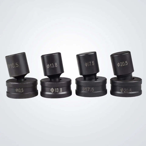 Set of hydraulic round hole punch dies for CH70 and CH60 machines, various sizes, ideal for steel, copper, aluminum sheet metal punching.