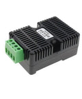 Indoor Din Rail Smoke Detector Transmitter With RS485 Link And Dual Thermal Infrared Sensors That Are Hella Reliable For Quick Wall Mount Setups On Commercial Fire Safety Grids Today, in black plastic housing with terminal blocks.