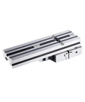 Premium Heavy Duty Eight Inch Workbench Vise Rock Solid High Performance Clamping Power Built Tough For Cnc Milling Machines shown from the side, featuring precision grooves.