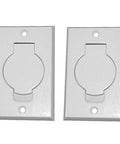 Pair of white central vacuum inlet plates with round doors for Beam Central Vac.