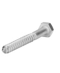 Close-up of a Stainless Steel Half Thread Hex Lag Screw, Self-Tapping Wood Screw in A2-70, for DIY carpentry and wooden structures.