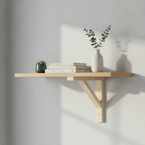 Solid Wood Triangular Wall Mount Bracket For Floating Shelves Heavy Duty Support For Home Storage Holds Books Plants And Decor