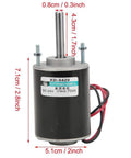 Heavy Hitter 30W Brushed DC Motor With Reversible CW CCW Spin And Serious Torque, 24V motor dimensions 7.1cm tall, ideal for DIY projects.