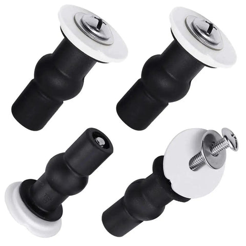 4 Pack Toilet Seat Bolts Kit With Expanding Rubber Top Nuts For 14 To 16mm Hole Seats featuring black and white components
