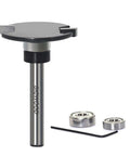 Slot Cutter Router Bit With Top Bearing Pro Grade One Quarter Inch Shank Two Bearings Three Quarters Inch And Five Eighths Inch Five Thirty Second Inch Cutting Height Thirty One Sixty Fourth Inch Cutting Depth Ideal For Decking Slotting And Joinery visible with components