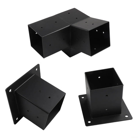 Slanted Roof Pergola Bracket Kit With 15 Degree 3 Way And Single Direction Wall Mounts Black Steel Brackets For Wood Posts