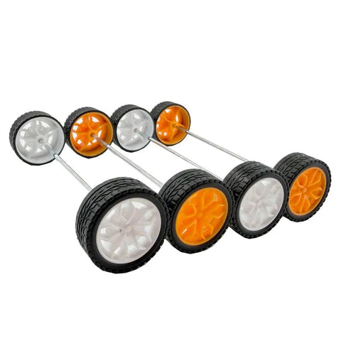 Bold 20 Piece RC Model Wheel Set With 10 Round Axle Shafts For DIY RC Cars Trucks Robots Boats And Helicopters Yellow Rubber Tires