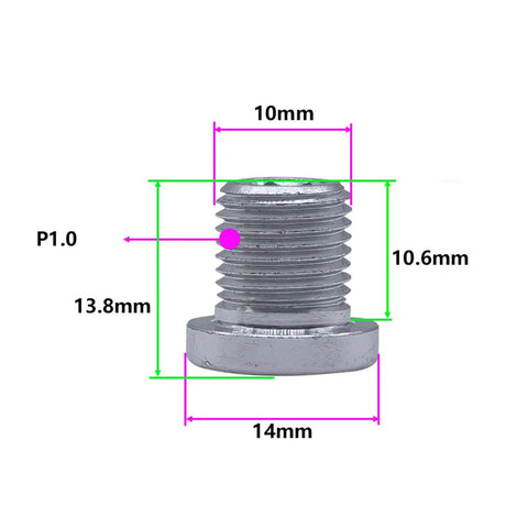 Rear Derailleur Screws For Road Bike Aluminum Alloy Hanger Bolt Tail Hook Screw 10mm Length with measurements displayed