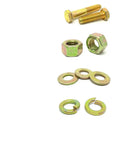Hardcore Grade 8 Hex Cap Bolts Assortment Kit With Secure Grip Nuts And Washers shown with hex bolts, nuts, flat washers for heavy duty use.