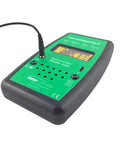 Compact Rechargeable RF Meter With USB C Power, Up To 24 Hours Battery Life, Bar Graph RF Intensity, Max Hold, Adjustable Volume, And 3.5mm Audio Jack For Easy Field Monitoring on green handheld unit