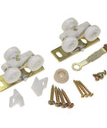 Alt Tag: Replacement Hardware Kit For Doors With 2 Hangers, 2 Door Guides, 1 Door Stop, 1 Wrench And 1 Screw Pack Made In USA