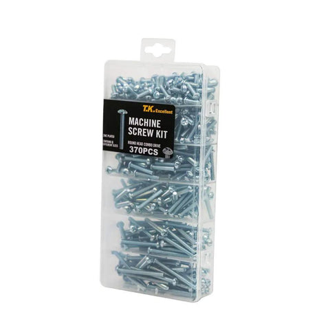 Assorted Machine Screws Kit 370 Pcs Fully Threaded Phillips Drive Eight By One Half Inch To Eight By Two Inch Zinc Coated