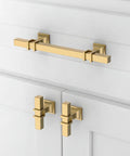 Champagne Bronze Cabinet Pulls Set Of 10 3.75 Inch Zinc Alloy Kitchen Cabinet Handles on white drawer