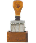 Premium Roller Date Stamp With Comfortable Wood Handle And Secure Grip Base Straight Up, 92 x 44 mm, ideal for journaling and scrapbooking.