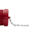 Side view of 2 1/2 Inch NH NST Red Plastic FDC Plug With Rocker Lug Thermoplastic Not For Pressure Applications Male Side Connects Only