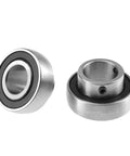 Two bearings from Pro Grade Insert Bearing Set SB201 SB202 SB203 SB204 SB205 SB206 Inch Size ID 17mm for machinery and DIY projects.